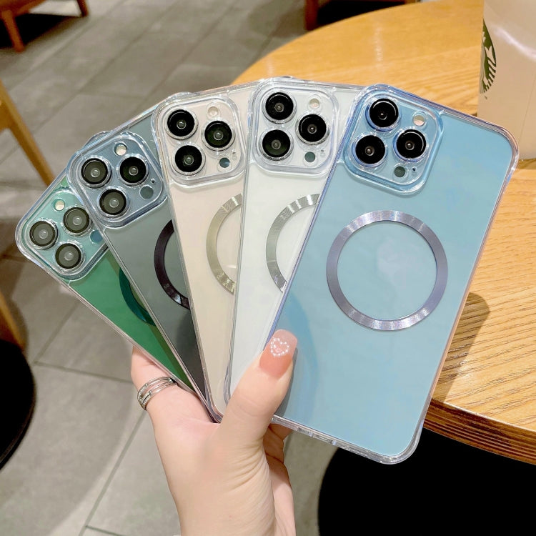 For iPhone 14 Plus Frameless Glass CD MagSafe Case (Silver)