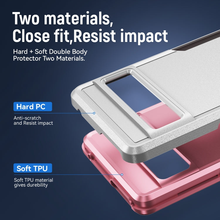 For Google Pixel 7 Pro Pioneer Armor Heavy Duty PC + TPU Phone Case(White+Pink)