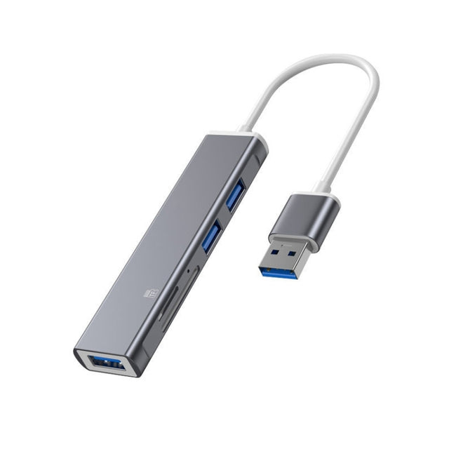5 in 1 USB to SD / TF Card Slot + 3 USB Ports Multifunctional Docking Station HUB(Grey)