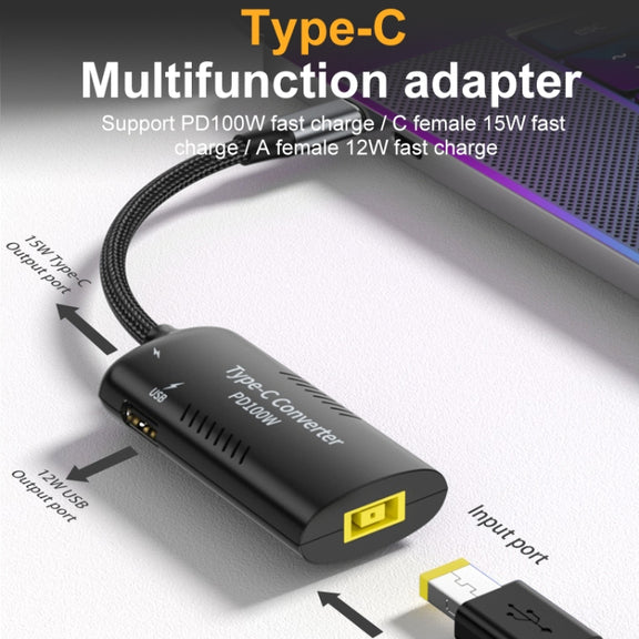 DC7909 + Type-C + USB Female to Type-C Multifunction Apapter
