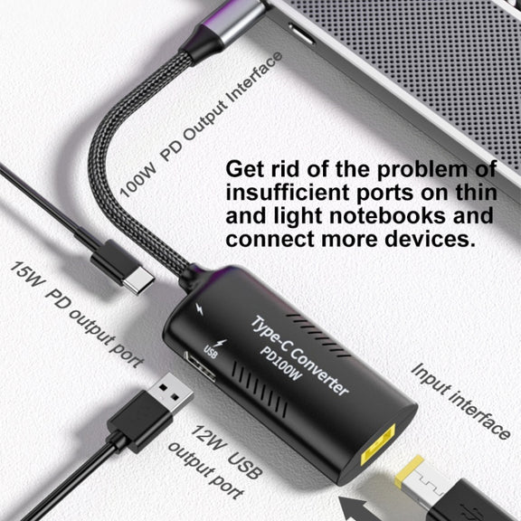 DC7909 + Type-C + USB Female to Type-C Multifunction Apapter