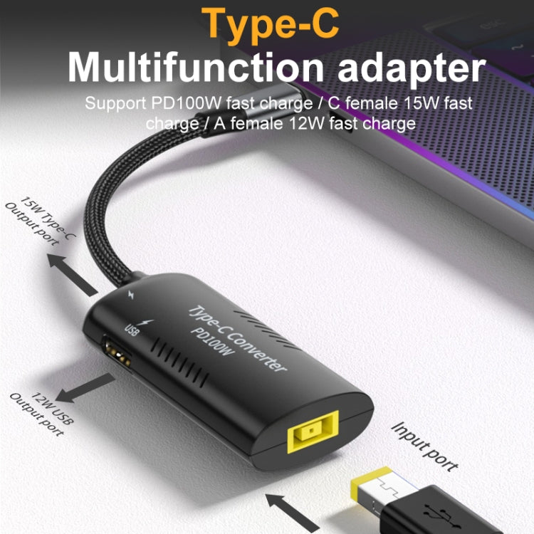 Square Port + Type-C + USB Female to Type-C Multifunction Adapter