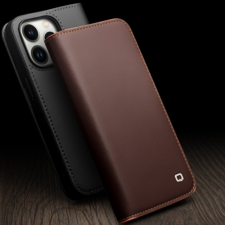 For iPhone 14 Pro QIALINO Business Horizontal Flip PU Phone Case(Black)
