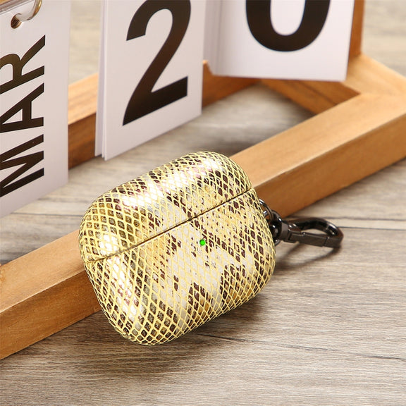 J01 Mesh Snakeskin Headphone Case For AirPods 3(Gold)