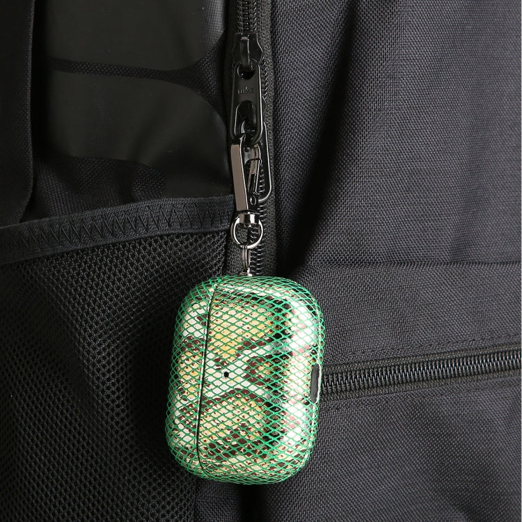 J01 Mesh Snakeskin Headphone Case For AirPods 3(Green)