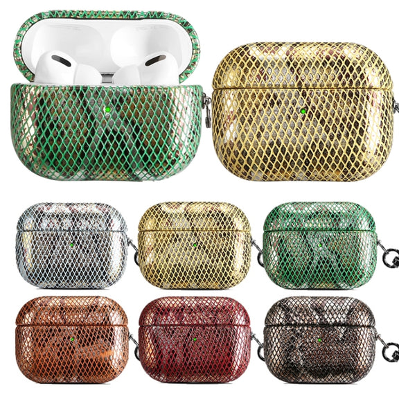 J01 Mesh Snakeskin Headphone Case For AirPods 3(Orange)