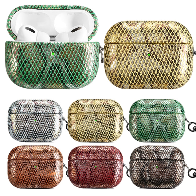J01 Mesh Snakeskin Headphone Case For AirPods 3(Gold)