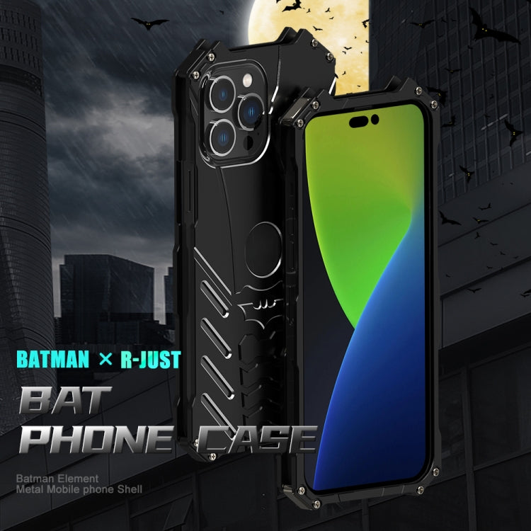 For iPhone 14 Pro Max R-JUST Batman Metal Mobile Phone Protective Case (Black)