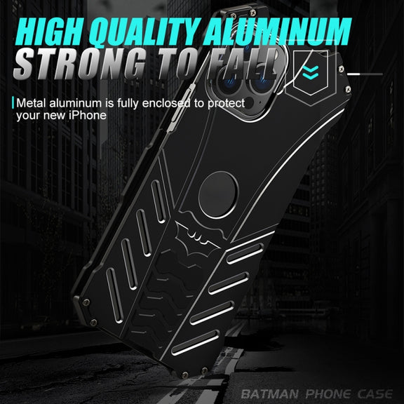 For iPhone 14 Pro Max R-JUST Batman Metal Mobile Phone Protective Case (Black)