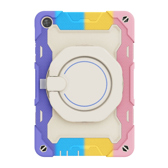 For Huawei MatePad T 10s / T10 Armor Contrast Color Silicone + PC Tablet Case(Rainbow Pink)