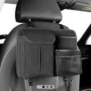 Car Seat Back Hanging Bag Sheepskin Leather Storage Bag With Hook(Black)