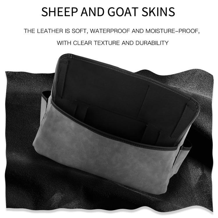 Car Center Console Hanging Bag Sheepskin Leather Storage Bag(Black)