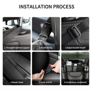 Car Center Console Hanging Bag Sheepskin Leather Storage Bag(Black)