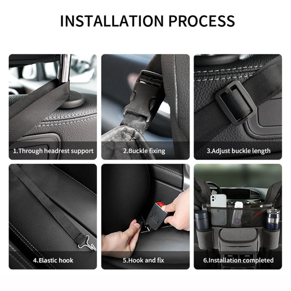 Car Center Console Hanging Bag Sheepskin Leather Storage Bag(Black)