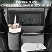 Car Center Console Hanging Bag Sheepskin Leather Storage Bag(Brown)