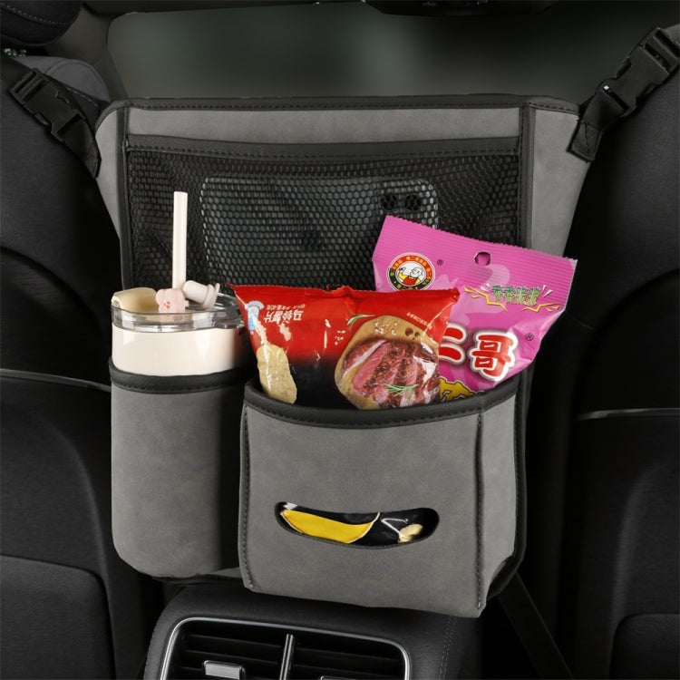 Car Center Console Hanging Bag Sheepskin Leather Storage Bag(Black)