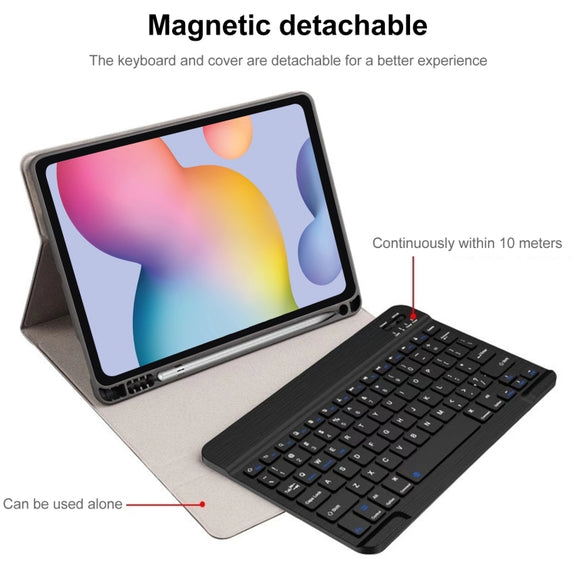 Square Cap Bluetooth Keyboard Leather Case with Pen Slot For Samsung Galaxy Tab S7(Light Blue)