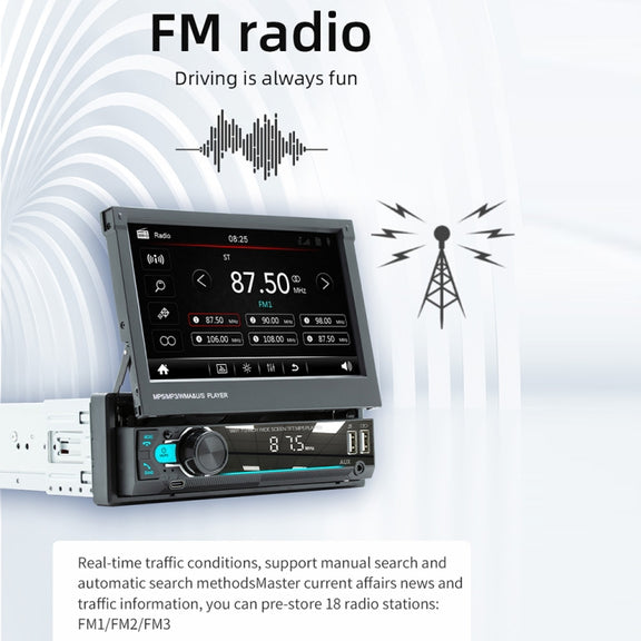 9901 7 inch Car  Retractable MP5 Player Supports FM & Mobile Phone Internet