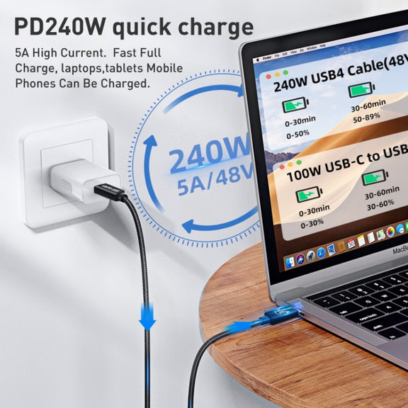 PD240W 40Gbps Dual Type-C USB4 Compatible Fast Charging Data Cable, Length:1.5m(Black)