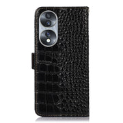 For Honor 70 Crocodile Top Layer Cowhide Leather Phone Case(Black)