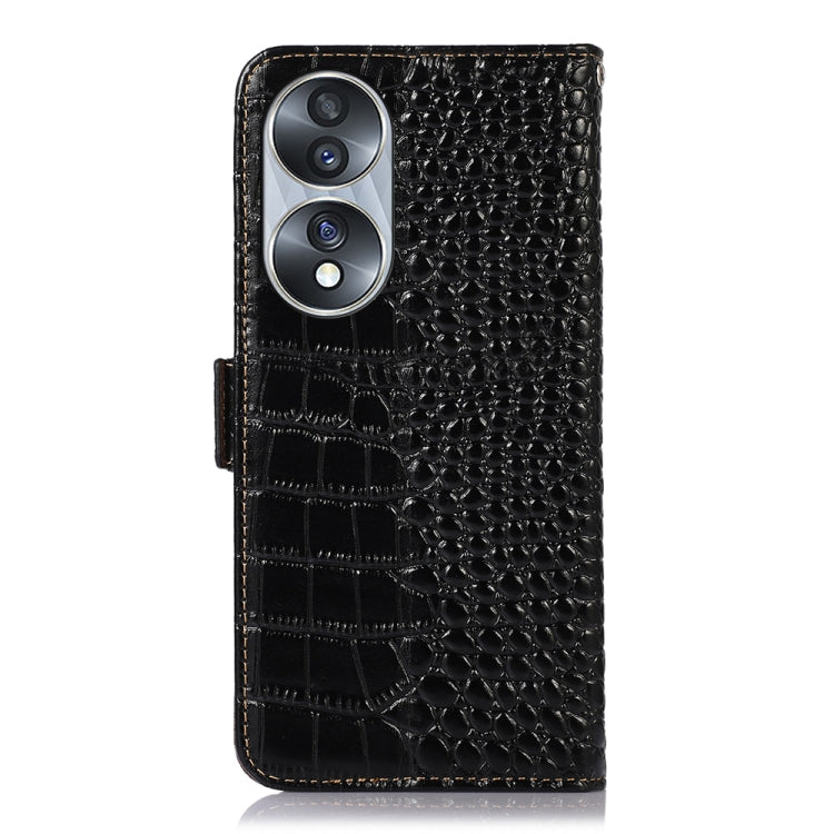 For Honor 70 Crocodile Top Layer Cowhide Leather Phone Case(Black)