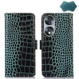 For Honor 70 Crocodile Top Layer Cowhide Leather Phone Case(Green) - Honor Cases by PMC TechLife | Online Shopping South Africa | PMC TechLife | Buy Now Pay Later Mobicred