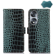 For Honor 70 Crocodile Top Layer Cowhide Leather Phone Case(Green)