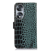 For Honor 70 Crocodile Top Layer Cowhide Leather Phone Case(Green)
