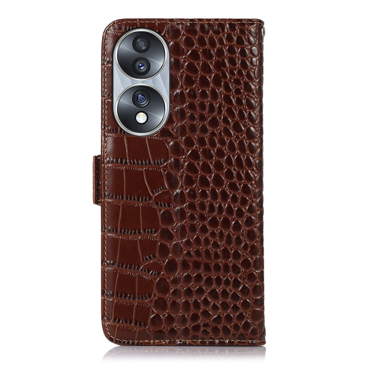 For Honor 70 Crocodile Top Layer Cowhide Leather Phone Case(Brown)