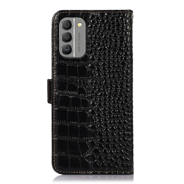 For Nokia G400 Crocodile Top Layer Cowhide Leather Phone Case(Black)