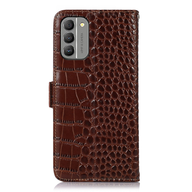 For Nokia G400 Crocodile Top Layer Cowhide Leather Phone Case(Brown)