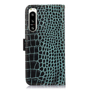 For Sony Xperia 5 IV Crocodile Top Layer Cowhide Leather Phone Case(Green)