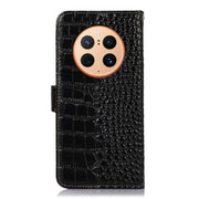 For Huawei Mate 50 Pro Crocodile Top Layer Cowhide Leather Phone Case(Black)
