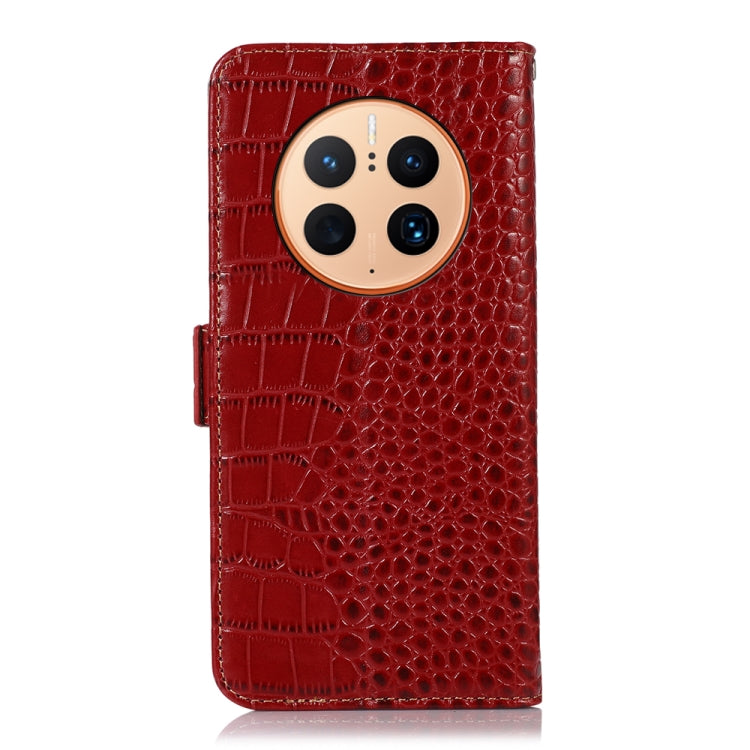 For Huawei Mate 50 Pro Crocodile Top Layer Cowhide Leather Phone Case(Red)