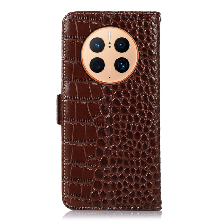 For Huawei Mate 50 Pro Crocodile Top Layer Cowhide Leather Phone Case(Brown)
