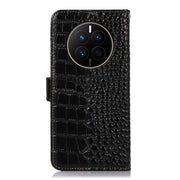 For Huawei Mate 50 Crocodile Top Layer Cowhide Leather Phone Case(Black)
