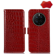 For Huawei Mate 50 Crocodile Top Layer Cowhide Leather Phone Case(Red)