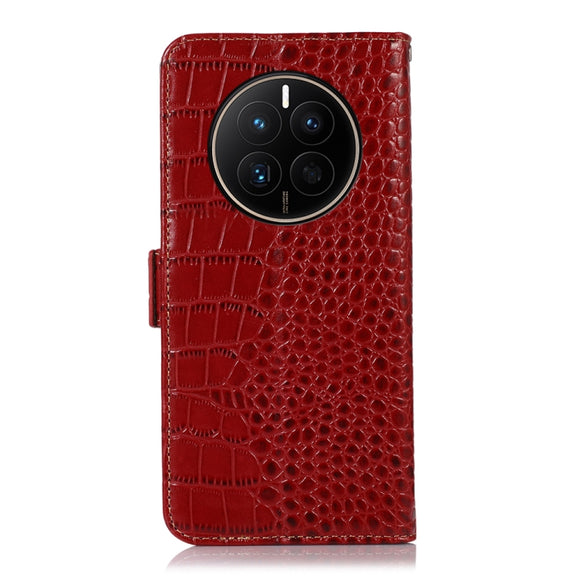 For Huawei Mate 50 Crocodile Top Layer Cowhide Leather Phone Case(Red)