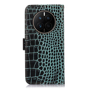 For Huawei Mate 50 Crocodile Top Layer Cowhide Leather Phone Case(Green)