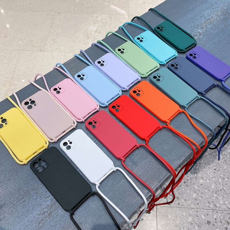 For iPhone 13 Crossbody Lanyard Liquid Silicone Case(Black)