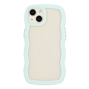 For iPhone 15 Plus Candy Color Wave TPU Clear PC Phone Case(Green)