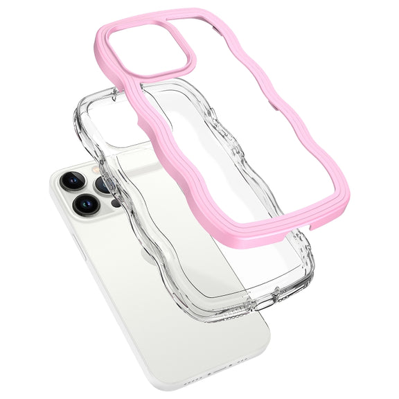 For iPhone 15 Plus Candy Color Wave TPU Clear PC Phone Case(Green)