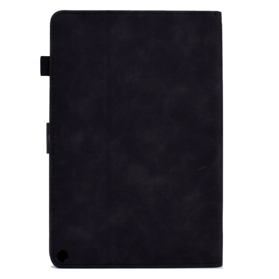 For Amazon Kindle Fire HD 10 2021 Embossed Smile Flip Tablet Leather Case(Black)