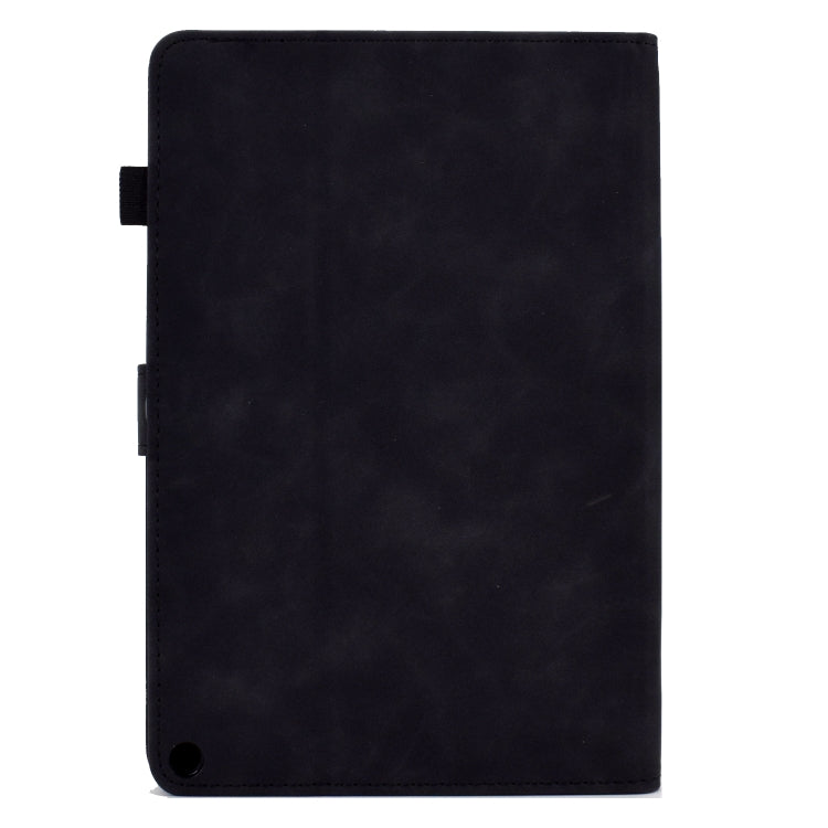 For Amazon Kindle Fire HD 10 2021 Embossed Smile Flip Tablet Leather Case(Black)