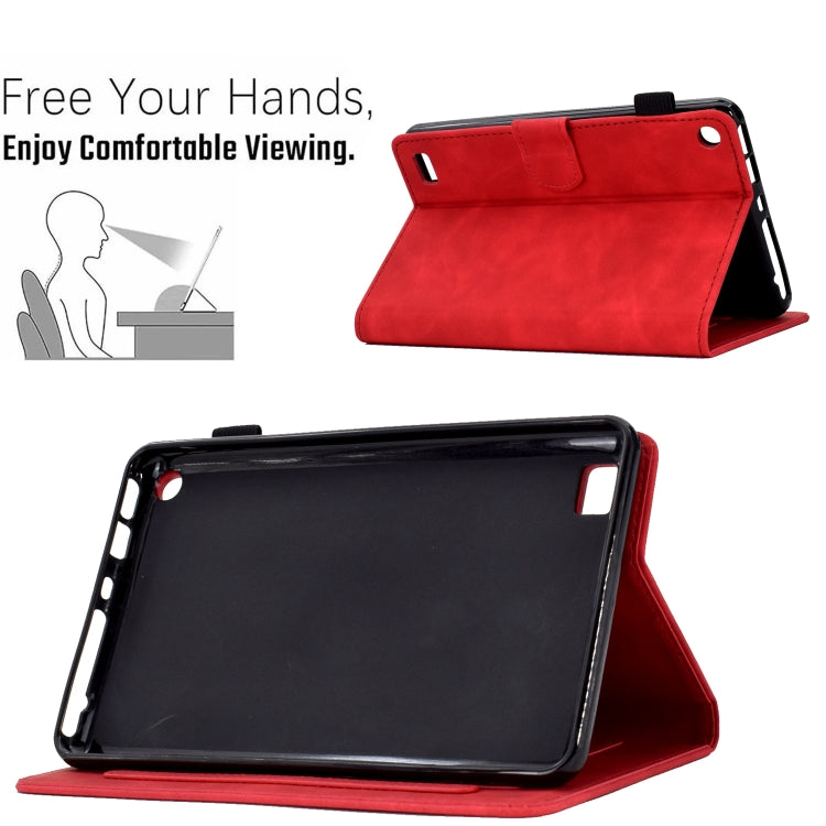 For Amazon Kindle Fire 7 2019/2017/2015 Embossed Smile Flip Tablet Leather Case(Red)
