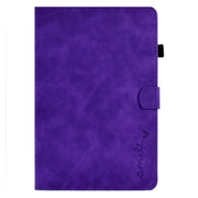 For Lenovo M10 Plus Embossed Smile Flip Tablet Leather Case(Purple)