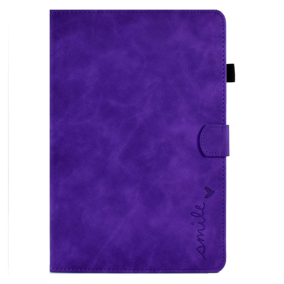 For Lenovo M10 Plus Embossed Smile Flip Tablet Leather Case(Purple)