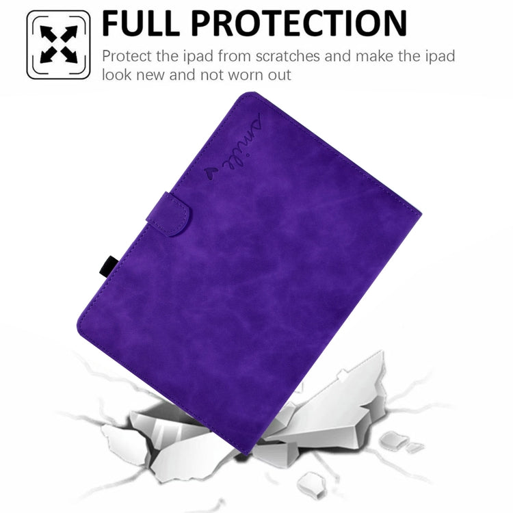 For Lenovo M10 Plus Embossed Smile Flip Tablet Leather Case(Purple)