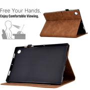 For Lenovo M10 Plus Embossed Smile Flip Tablet Leather Case(Brown)