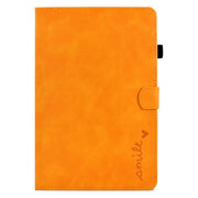 For Lenovo M10 Plus Embossed Smile Flip Tablet Leather Case(Khaki)